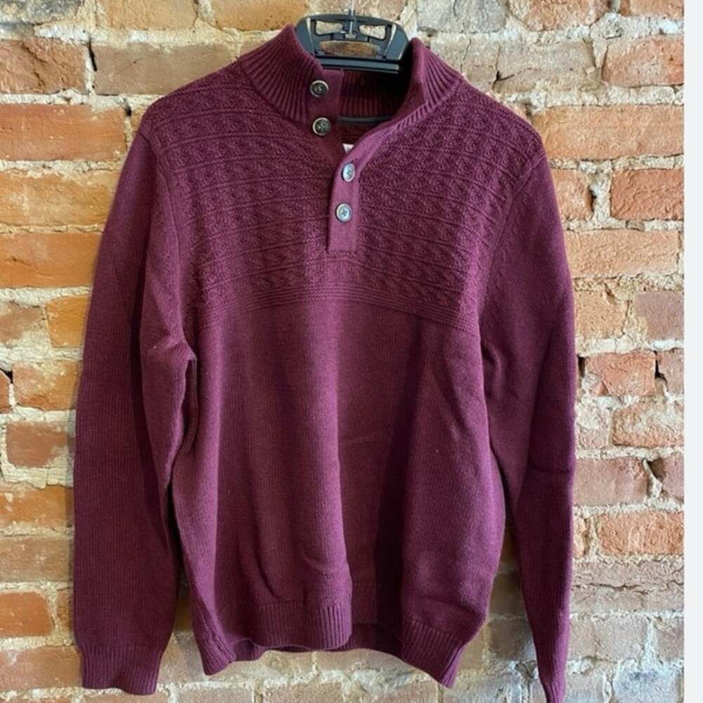 Tommy Bahama size XXL Sorento Beach button mock neck sweater, Merlot, B97, $132